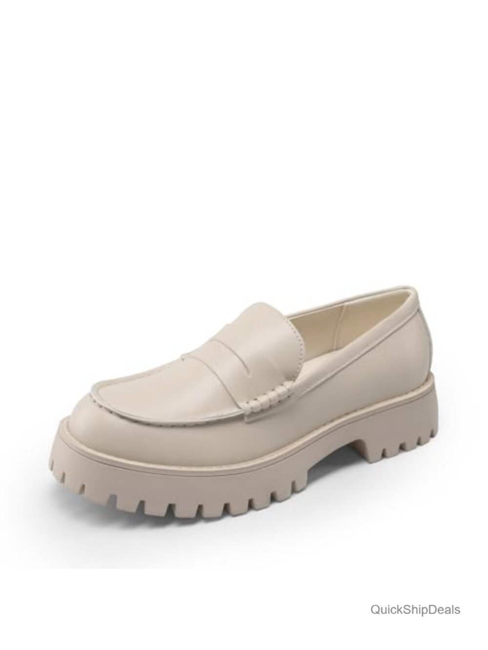 Platform Chunky Penny Loafers Faux Leather Block Heel Pull-On